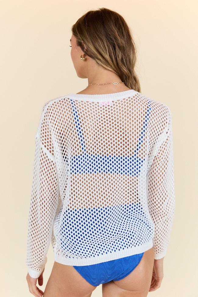 Born In The USA Ivory Open Knit Sweater FINAL SALE Product Image