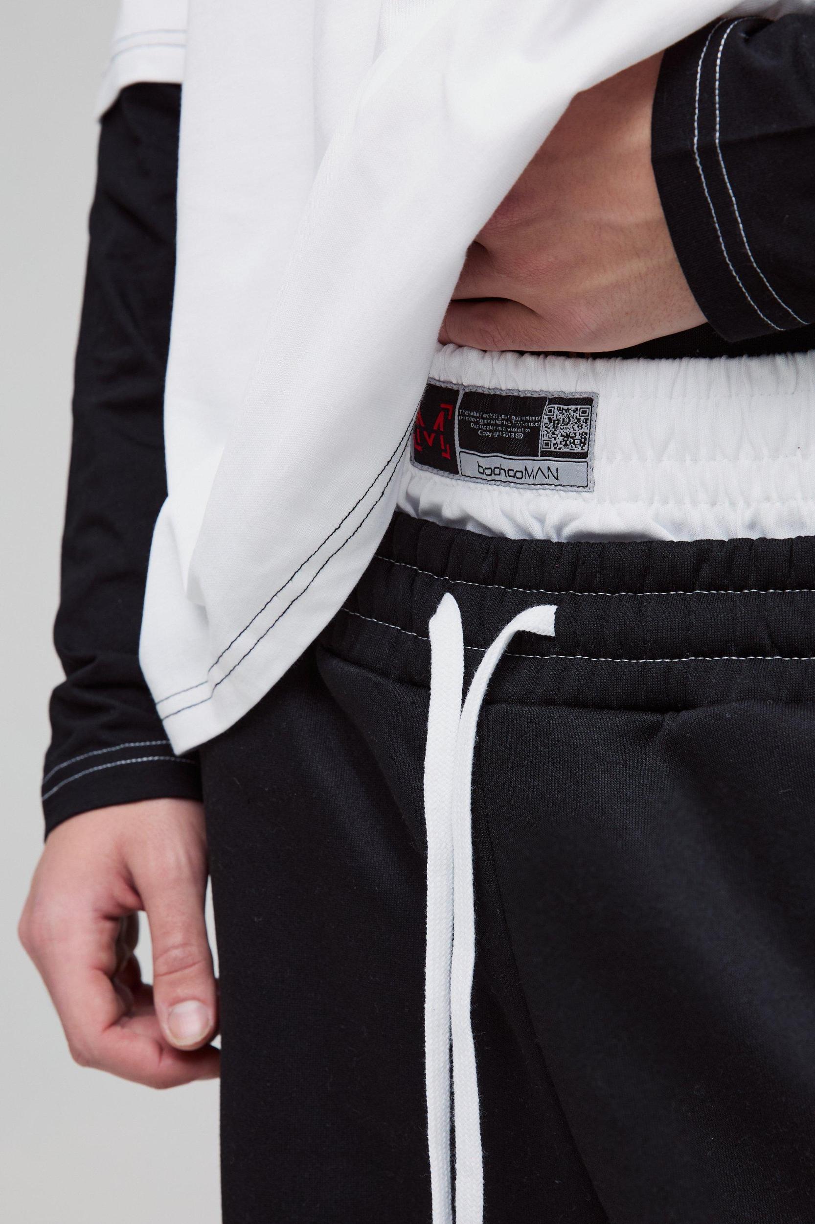 Oversized Boxy Faux Layer Varsity Print T-Shirt Wide Leg Sweatpants Set | boohooMAN USA Product Image