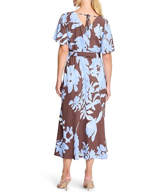 NIC + ZOE Cloud Blossom Brooke V-Neck Elbow Sleeve Midi Dress Product Image