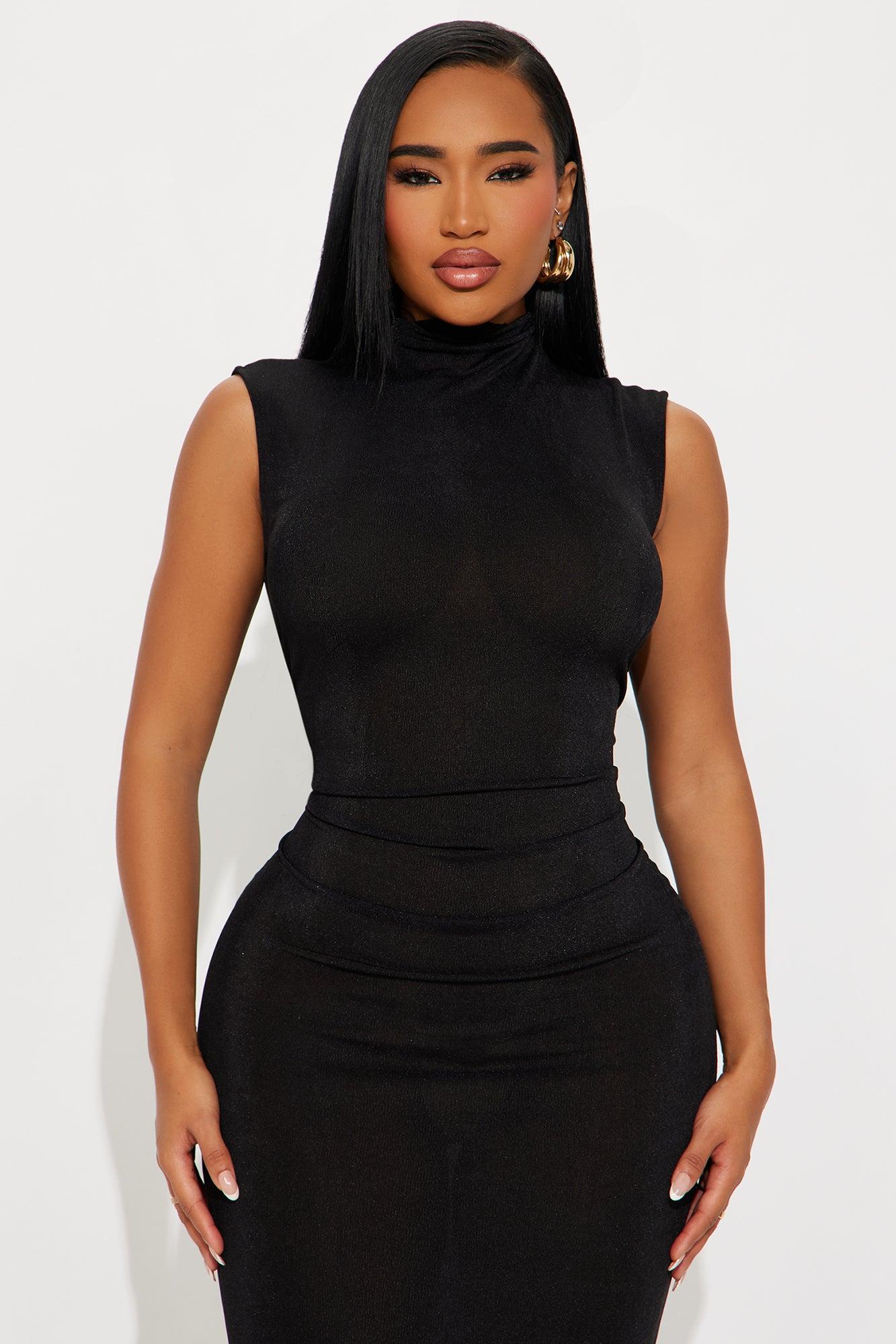 Ella Mock Neck Maxi Dress - Black Female Product Image