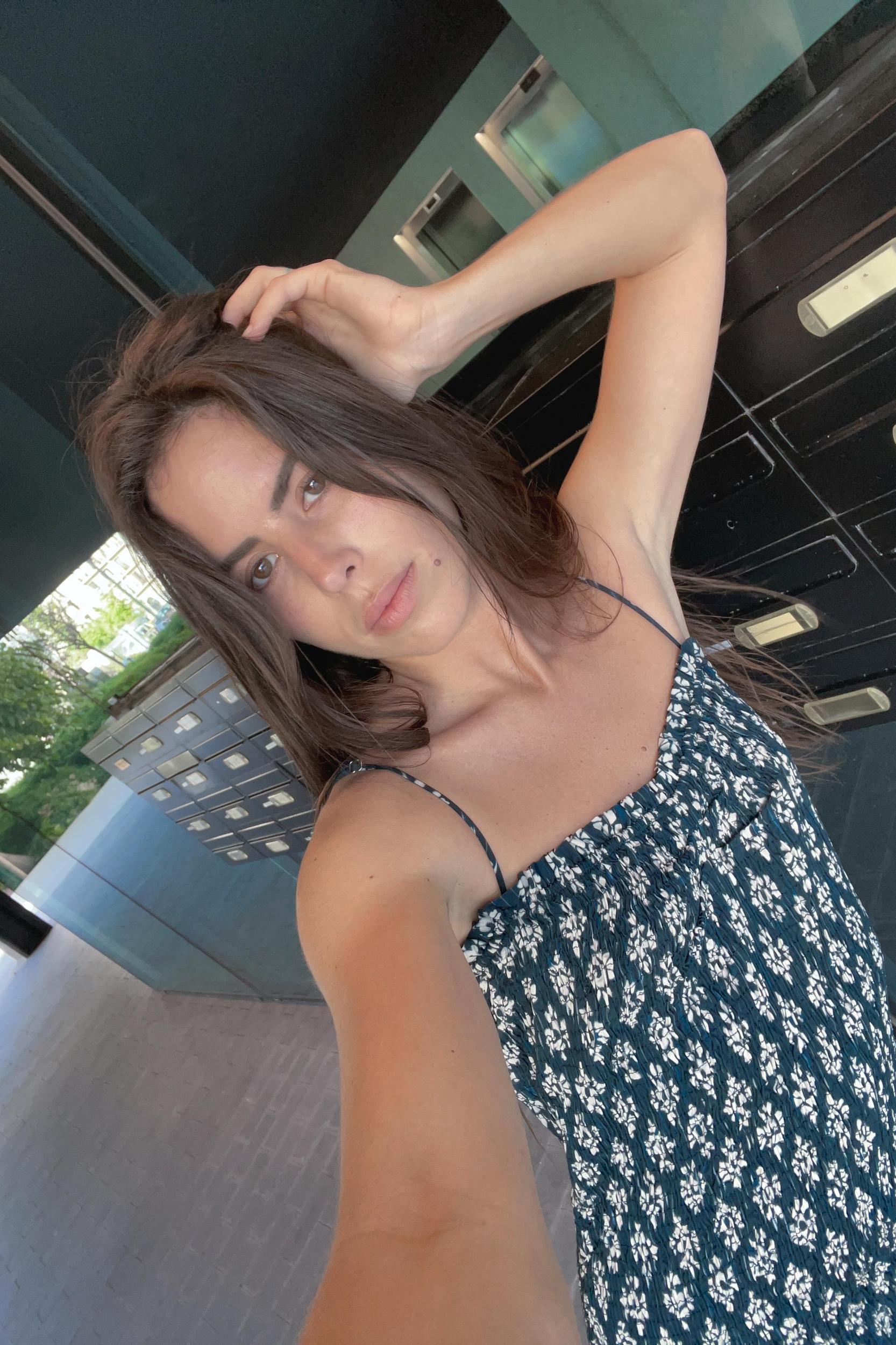 SMOCKED PRINTED MINI DRESS Product Image