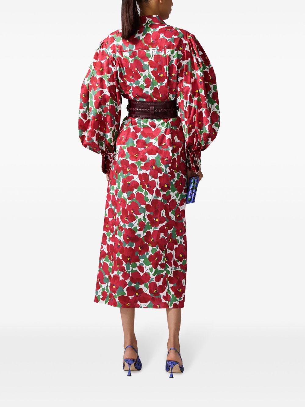 floral-print puff-sleeve shirt dress Product Image