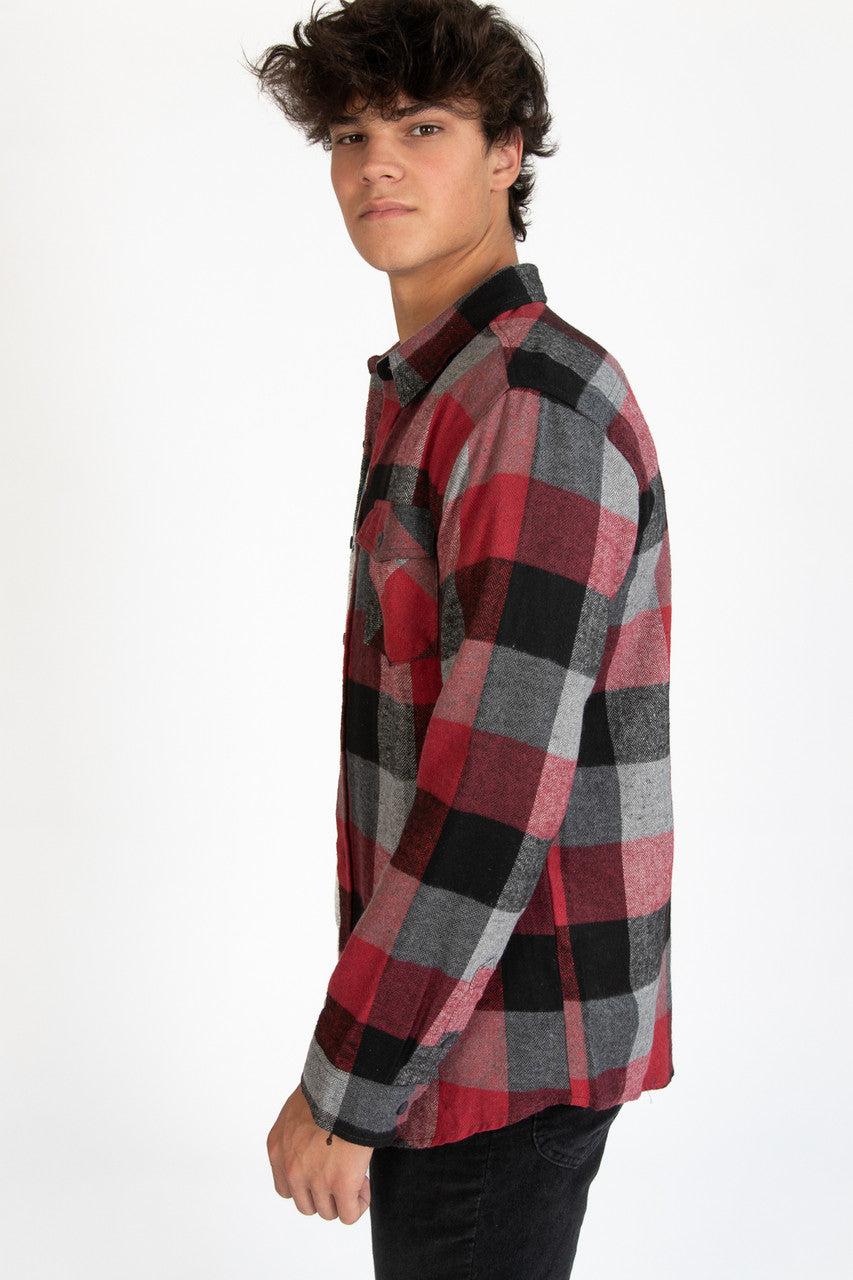 Burgundy & Charcoal Flannel Shirt Product Image