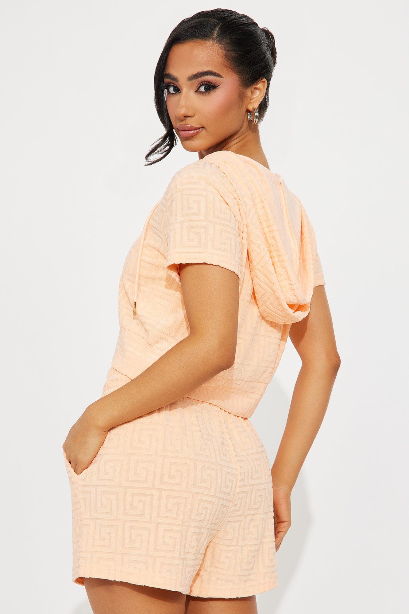 Elyna Terry Cloth Short Set - Peach Product Image