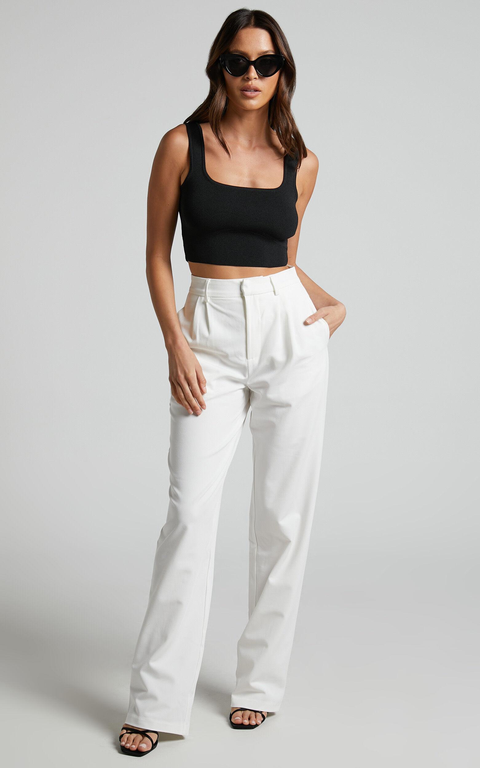 Lorcan Pants - High Waisted Tailored Pants in White Product Image