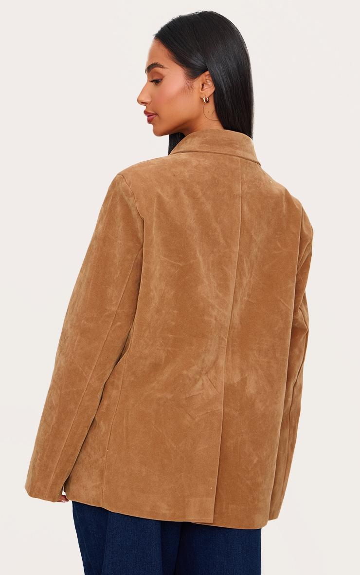 Petite Camel Faux Suede Longline Blazer Product Image