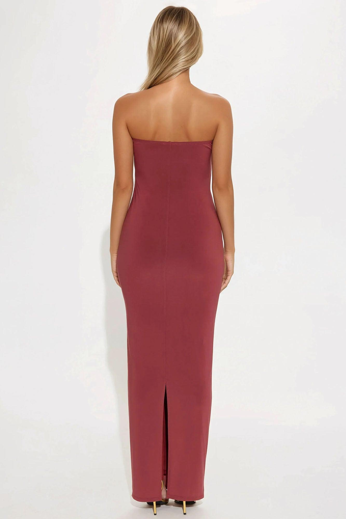 Havana Hardware Halter Maxi Dress - Marsala Product Image