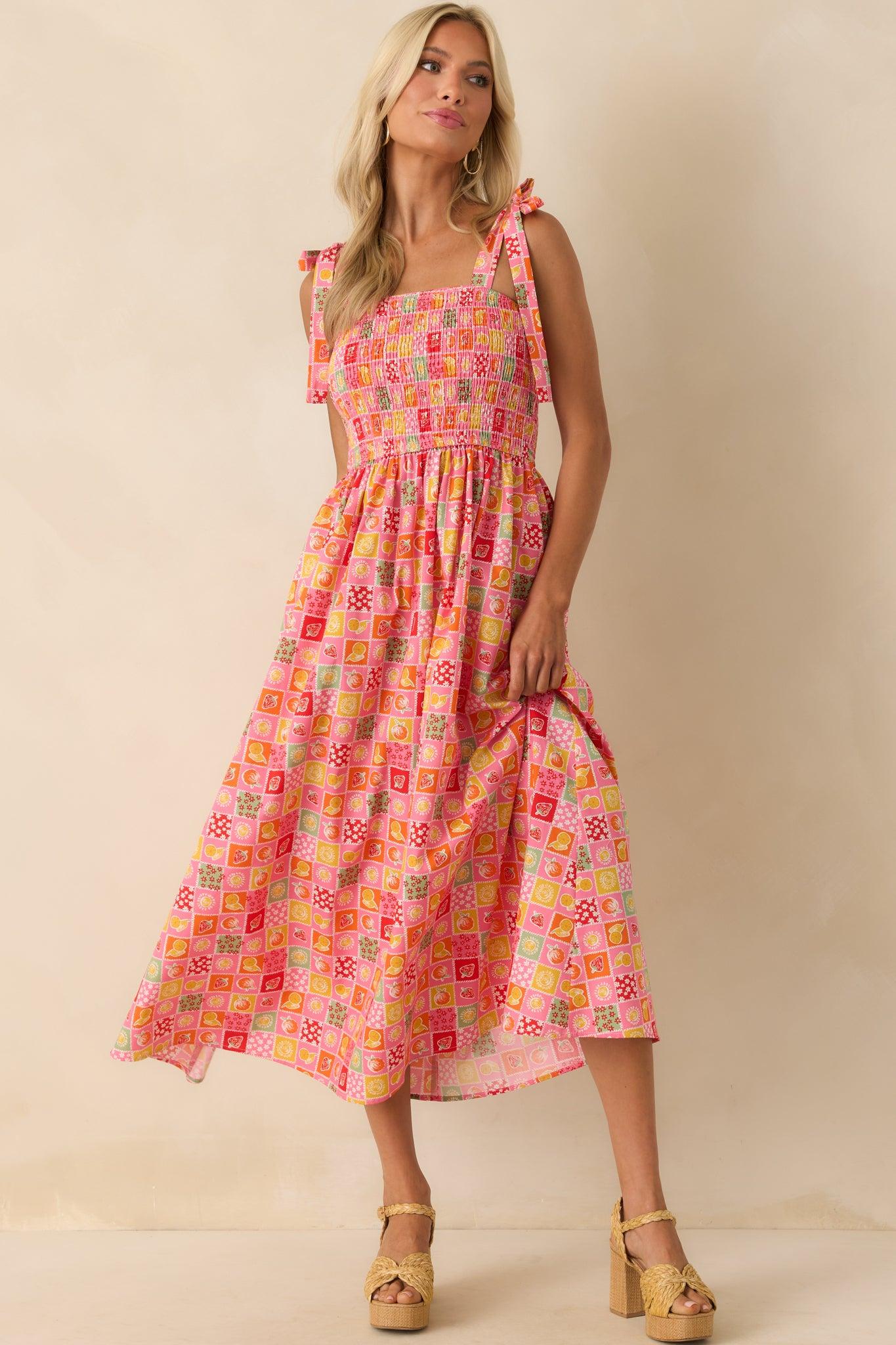 The Power Of Love Pink Multi Patchwork Print Maxi Dress Product Image