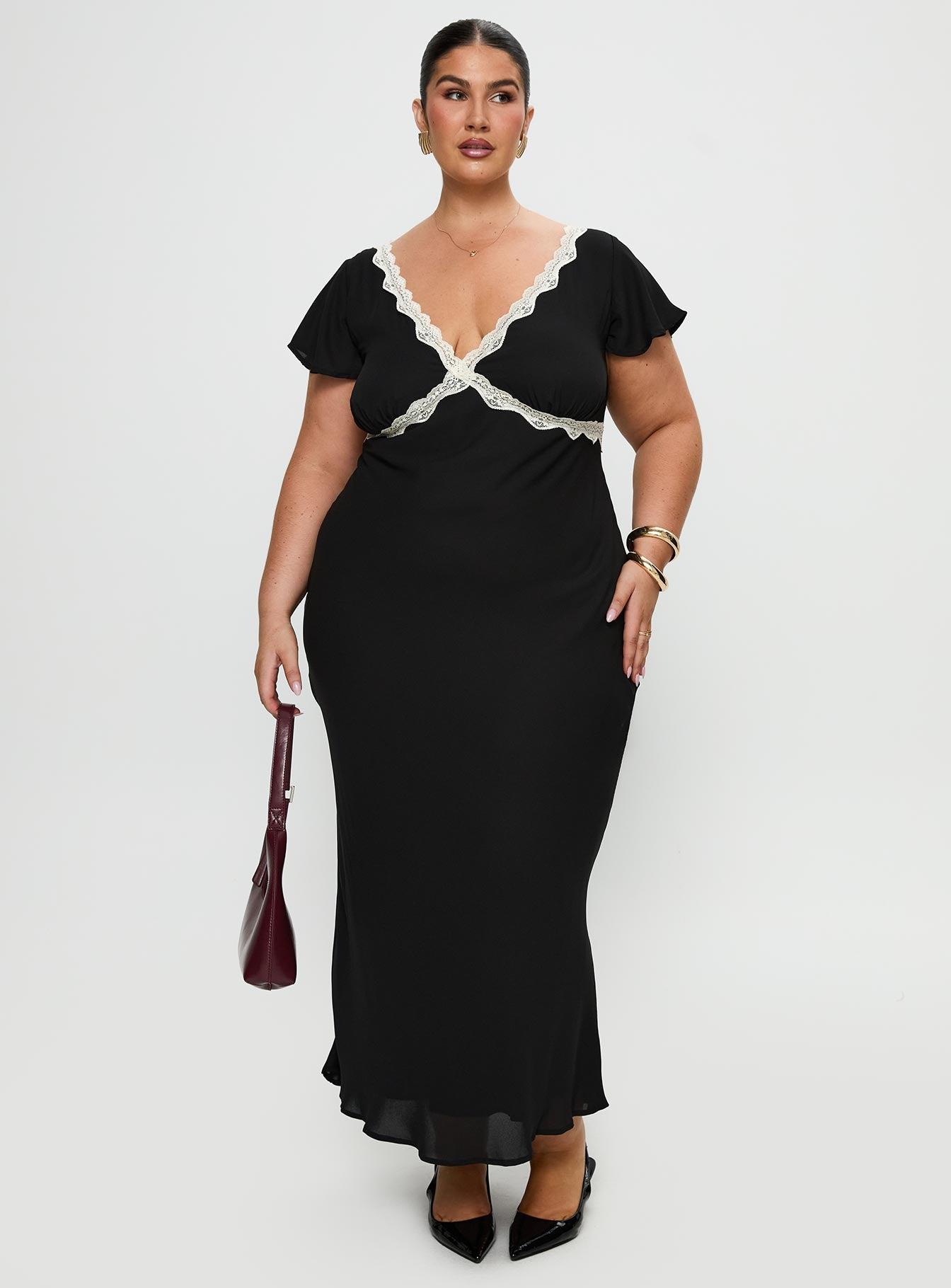 Barbarita Lace Maxi Dress Black Curve Product Image