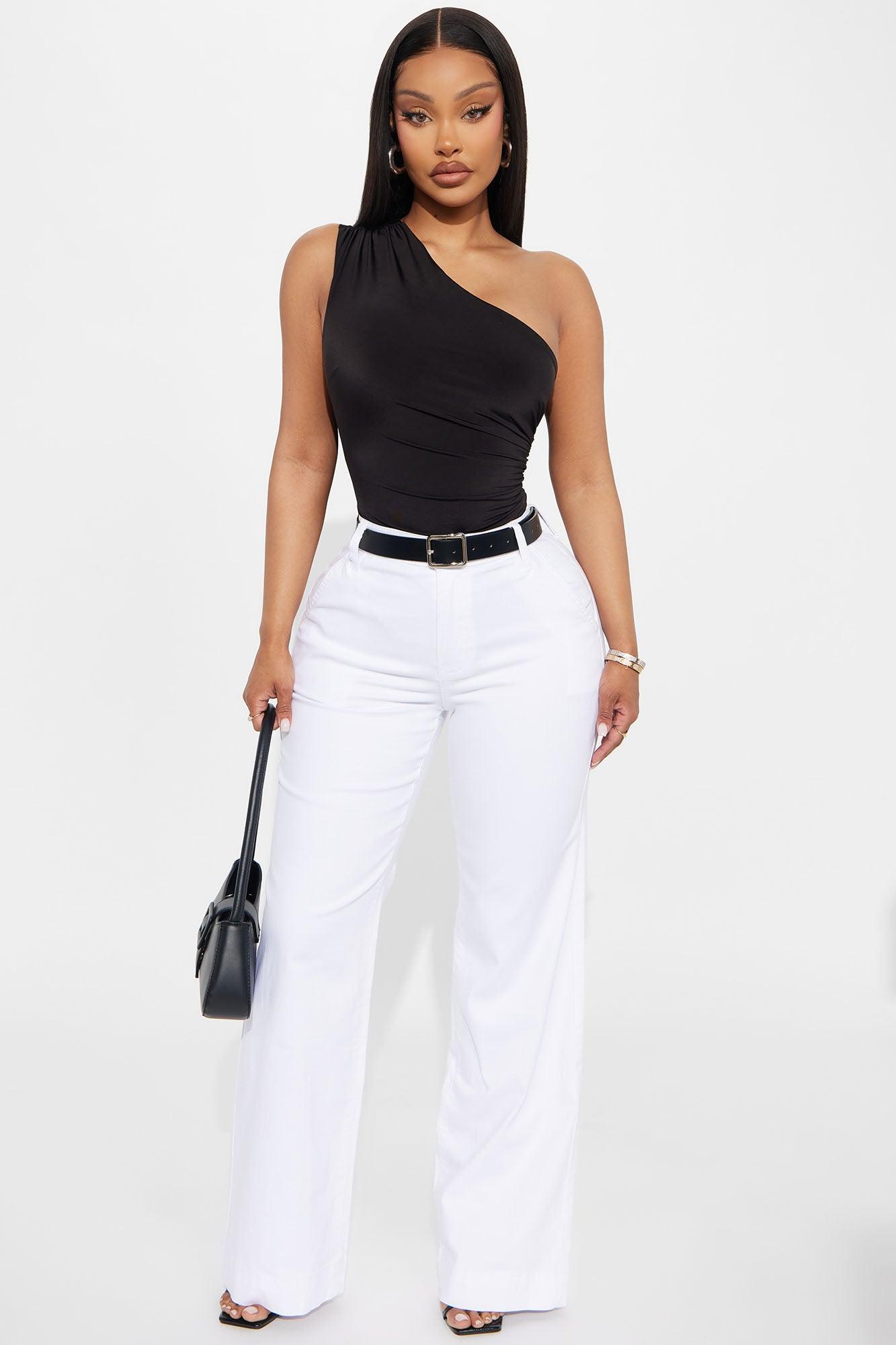 Living Proof One Shoulder Ruched Bodysuit - Black Female Product Image