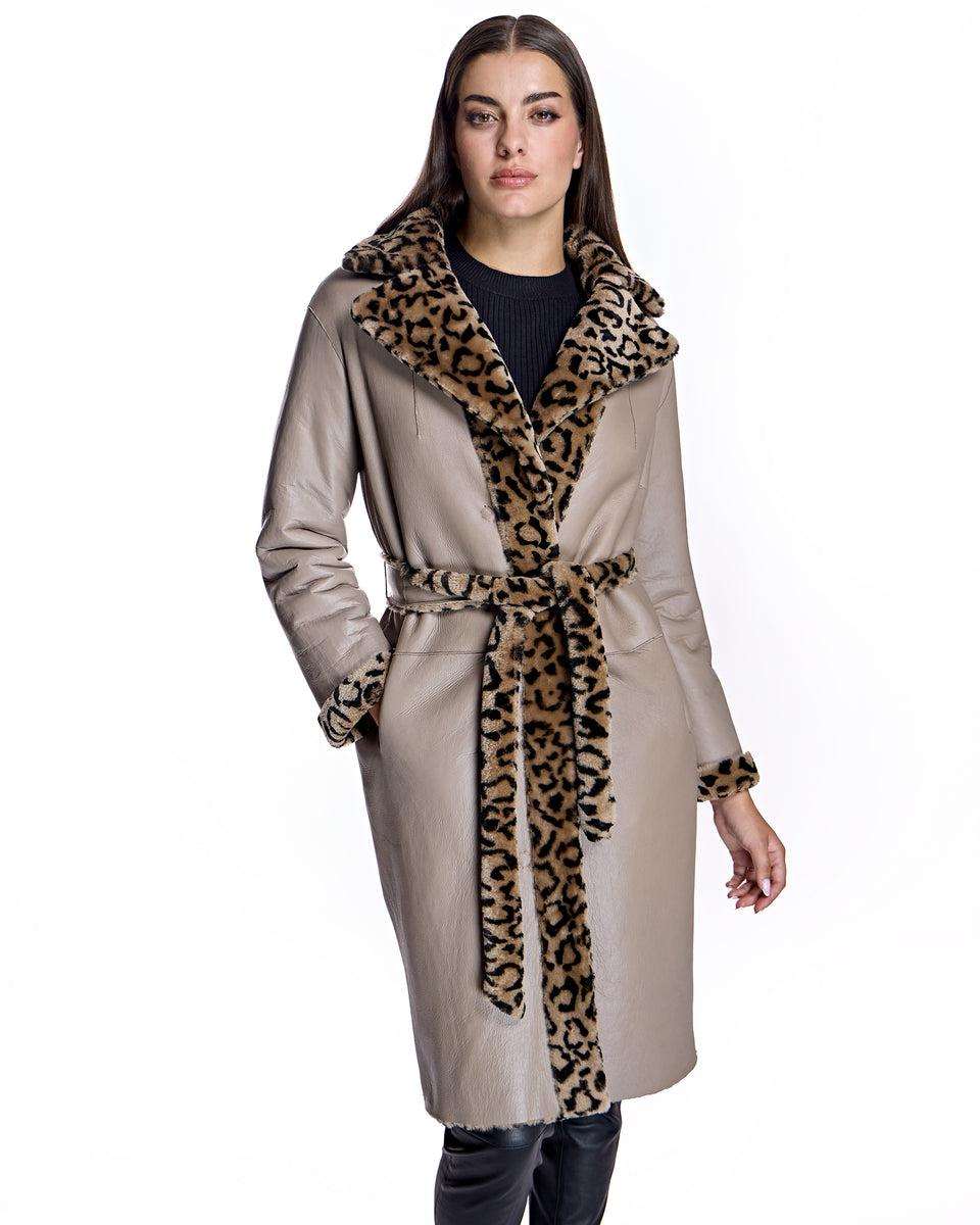 Maximilian Julia & Stella Animal Printed Shearling Coat Product Image