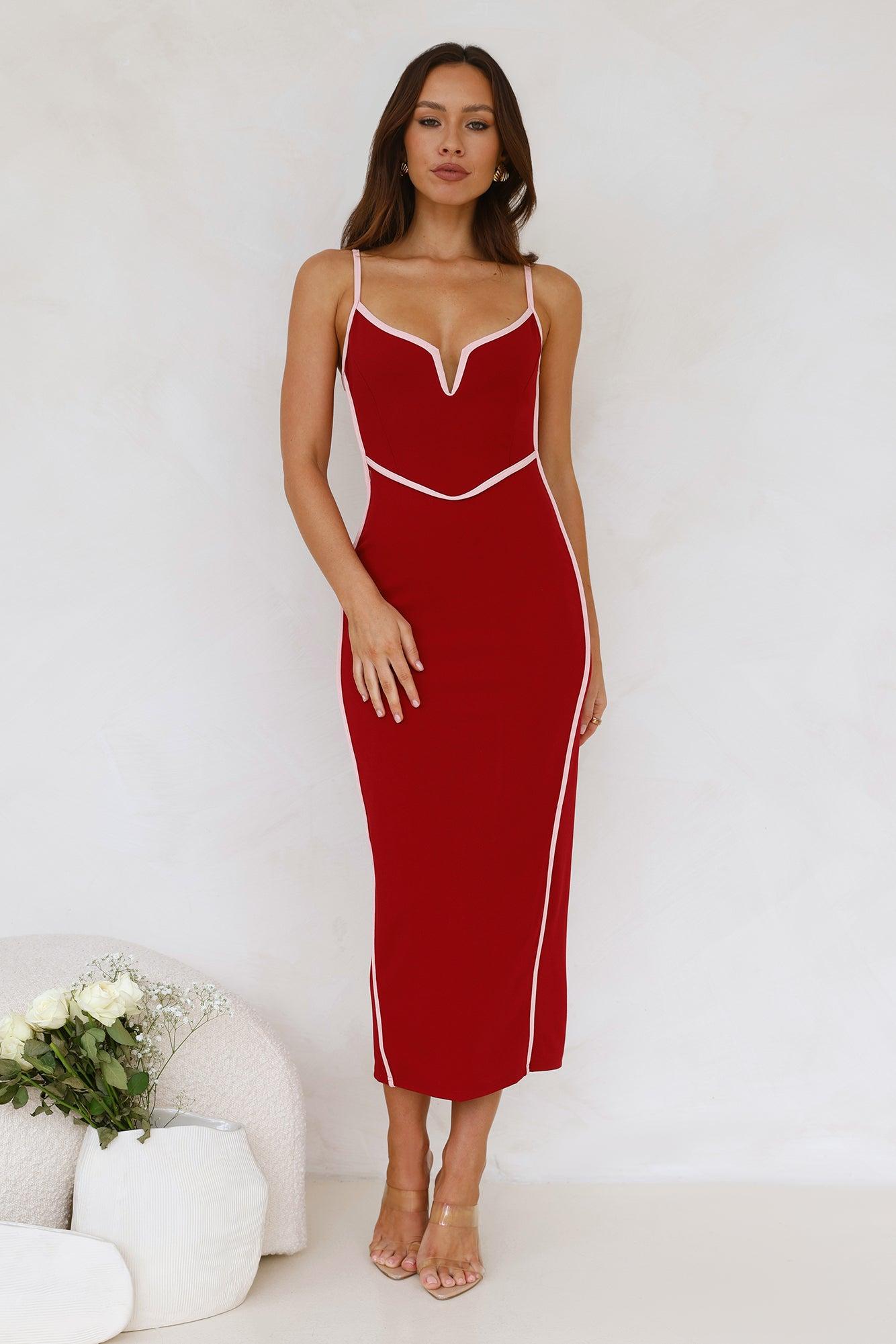 Real Style Midi Dress Red Product Image