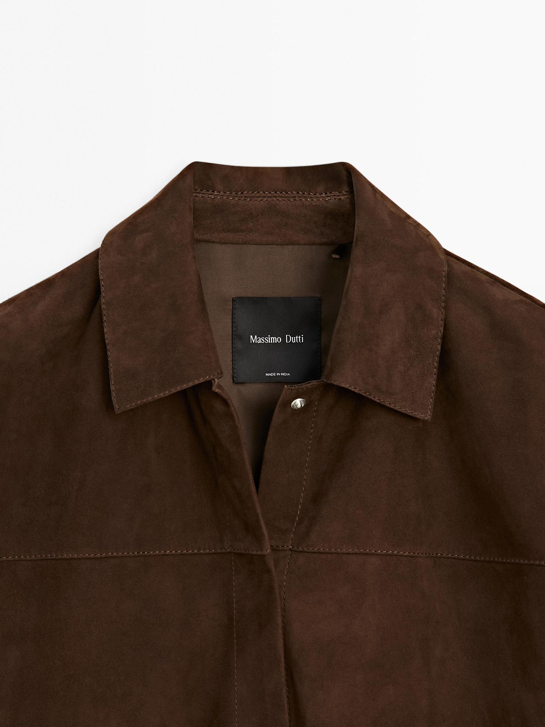 Suede leather overshirt Product Image