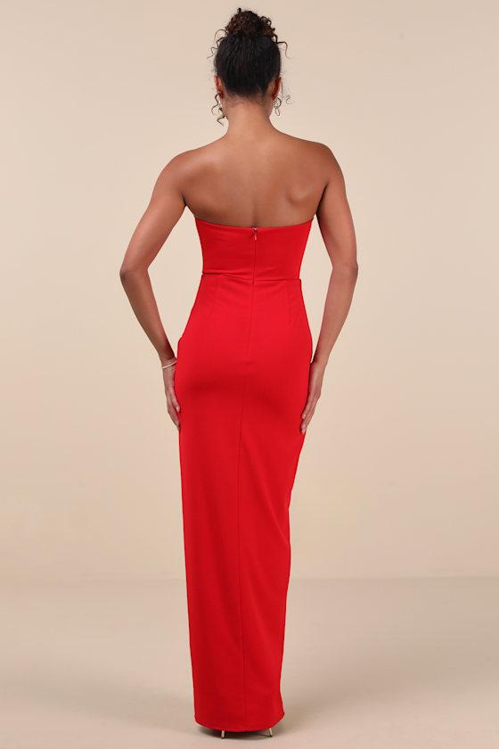 Kaori Red Cutout Strapless Tulip Maxi Dress Product Image
