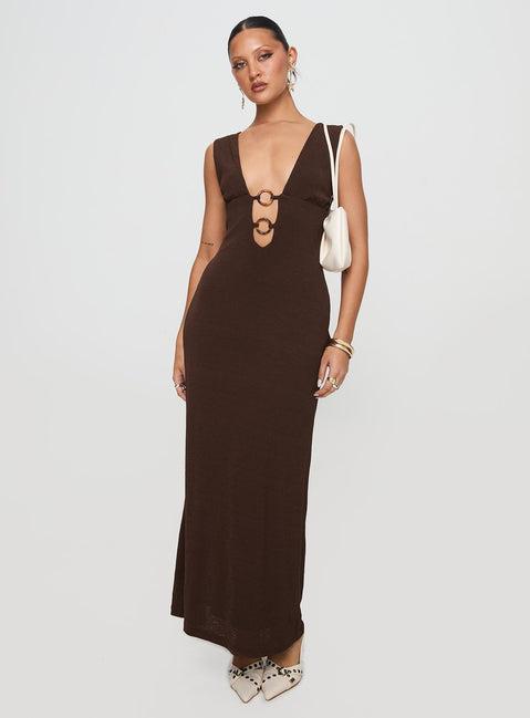 Steward Maxi Dress Chocolate Petite Product Image