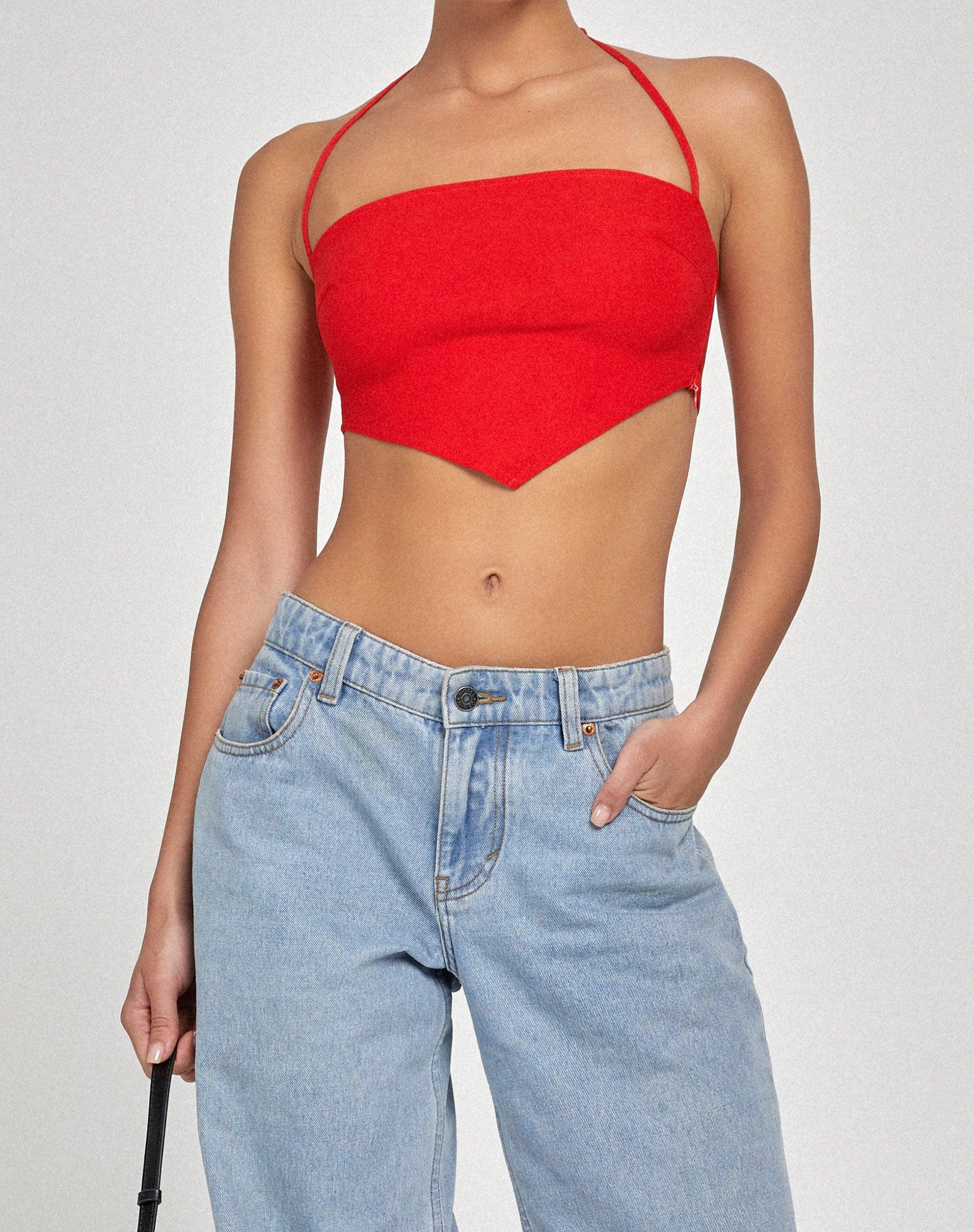 Taina Crop Top in Tailoring Red Product Image
