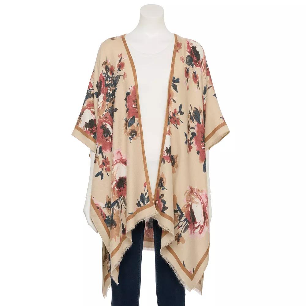 Women's Nine West Brushed Floral Printed Soft Ruana Topper, Team Product Image