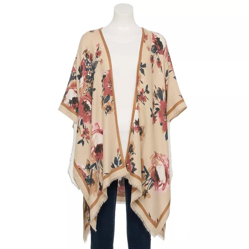 Women's Nine West Brushed Floral Printed Soft Ruana Topper, Team Product Image