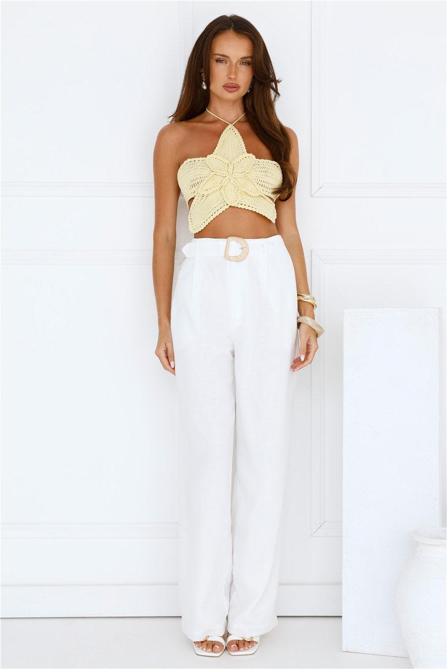 Monte Carlo Muse Knit Halter Top Yellow Product Image