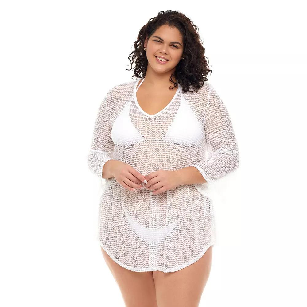 Plus Size Jordan Taylor Bell-Sleeve Swim Cover-Up Tunic, Women's, Size: 2XL, White Product Image