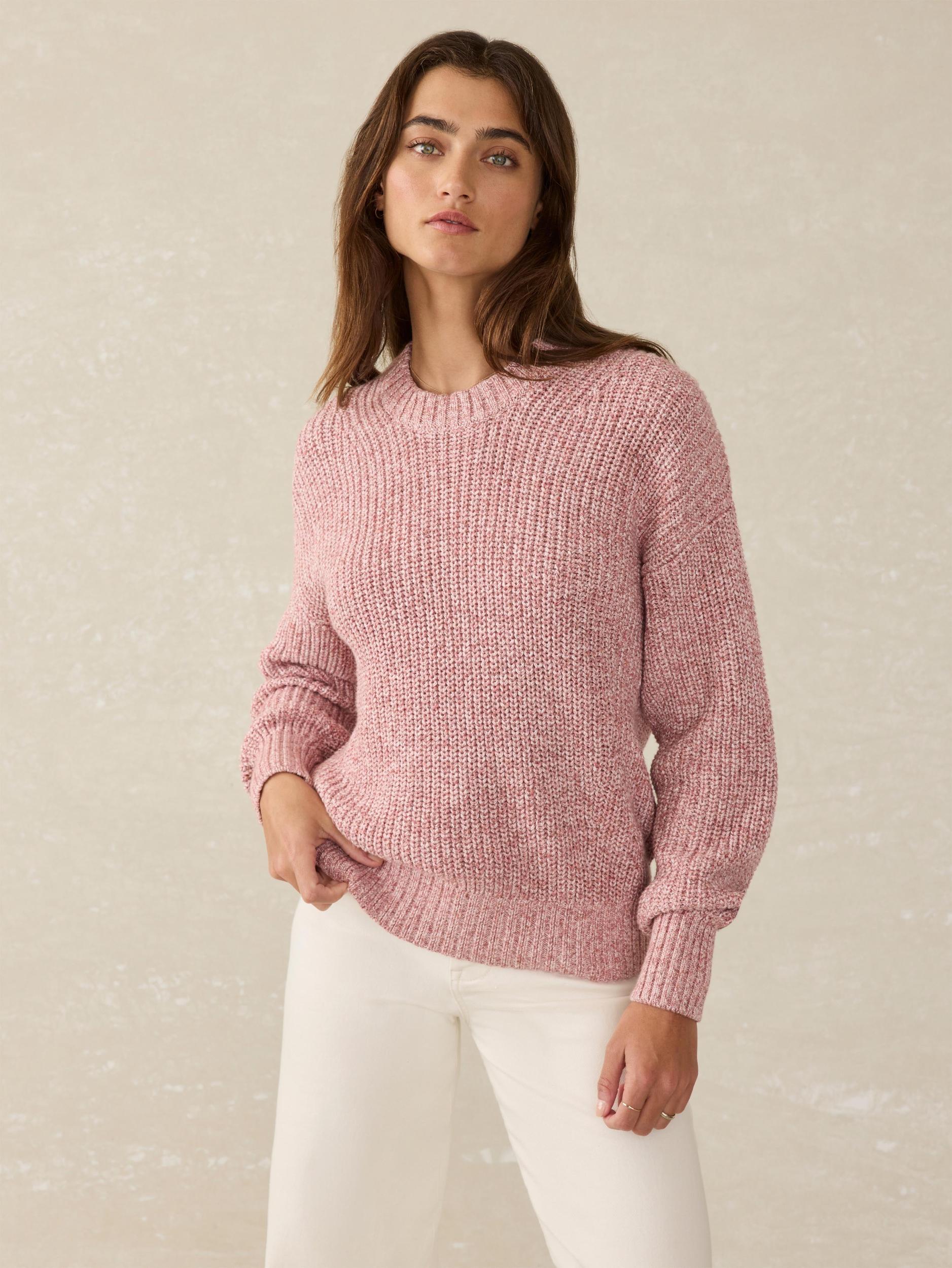 Sunwashed Cotton Fisherman Sweater - Seashell Blush Female Product Image