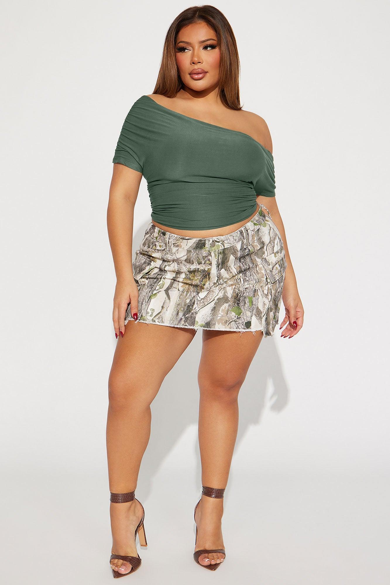 Oksana One Shoulder Top - Olive Product Image