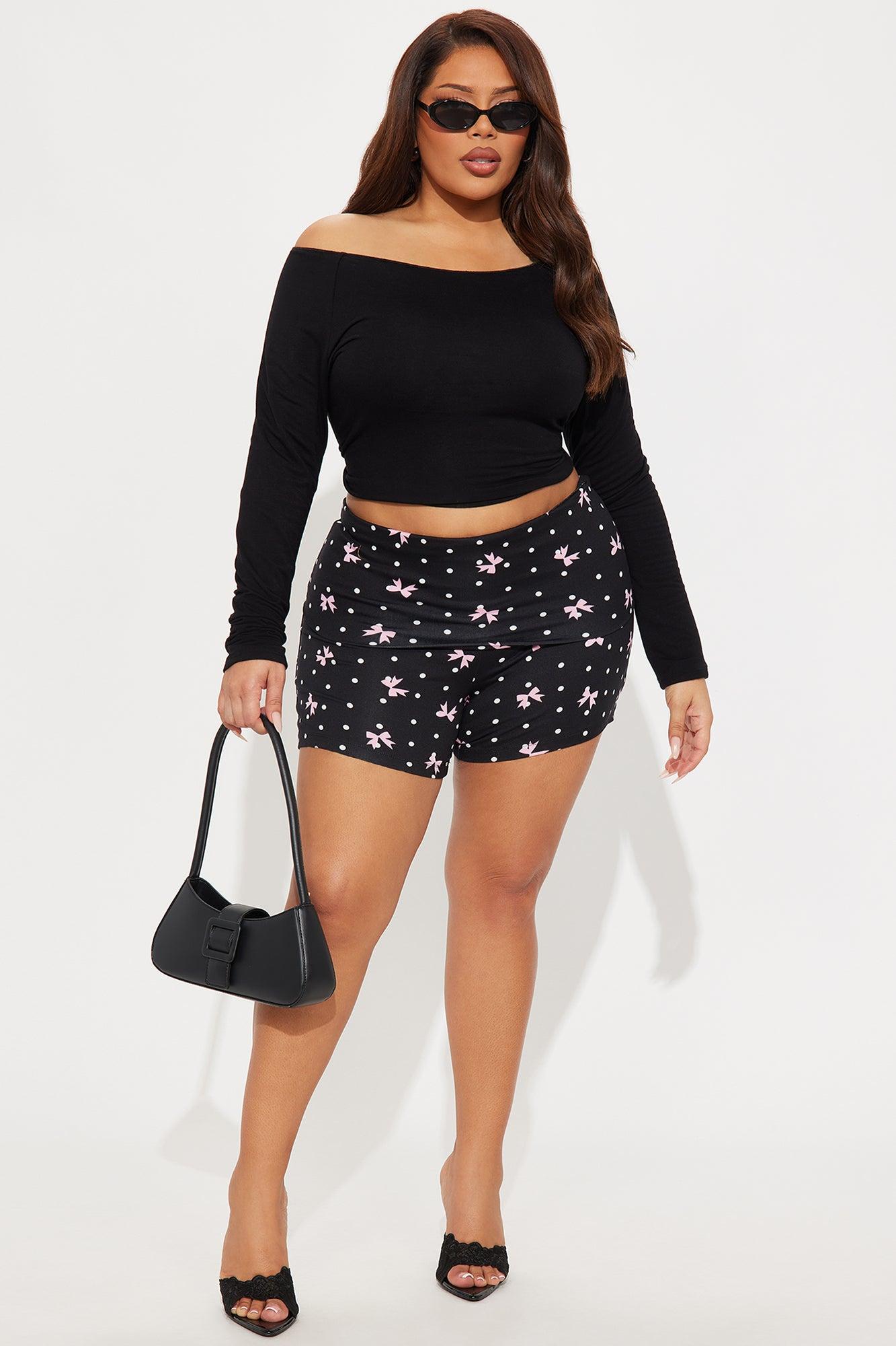 Eloise Foldover Waistband Short - Black/combo Product Image
