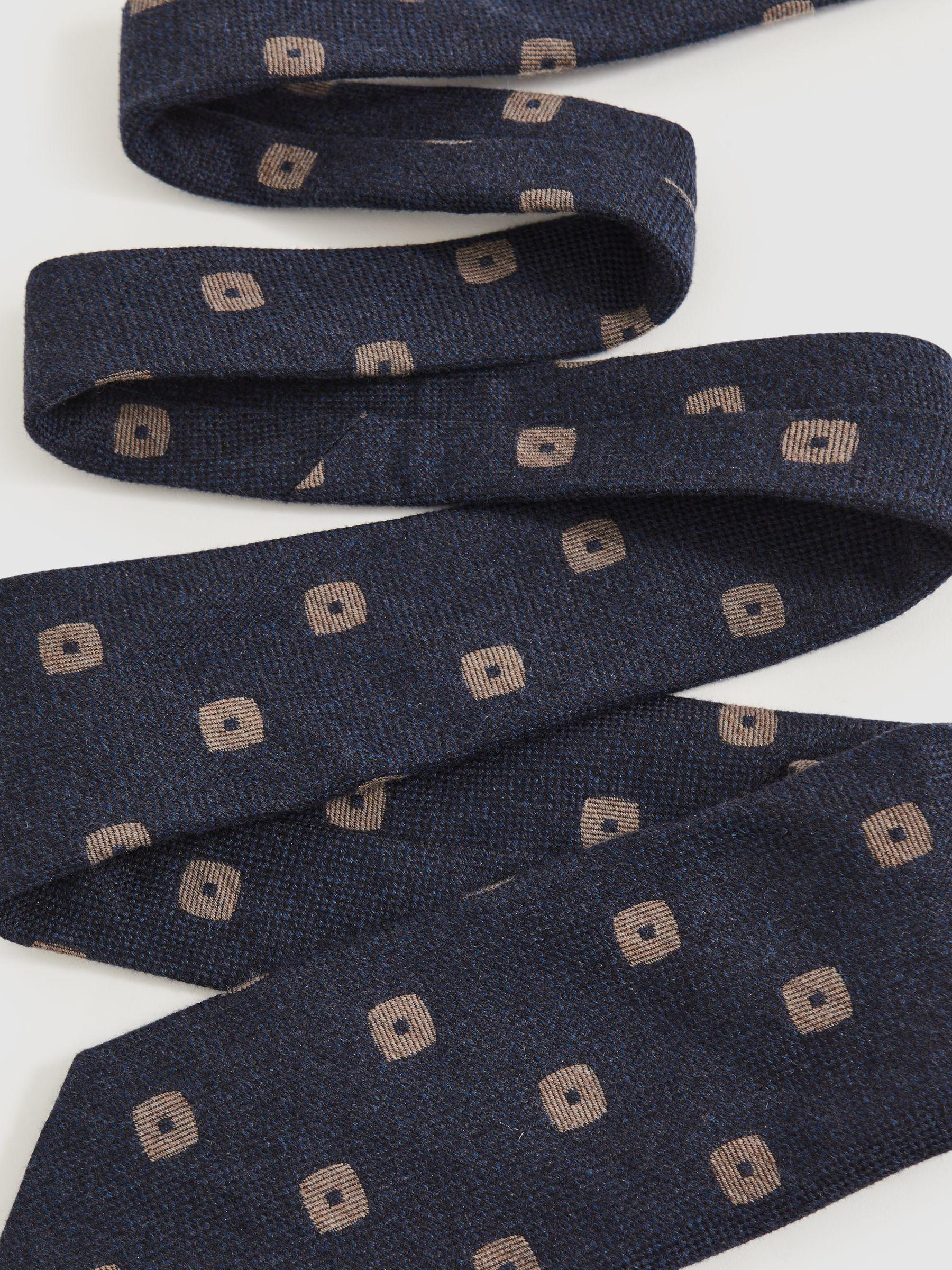 Silk-Wool Floral-Medallion Tie in Navy Product Image