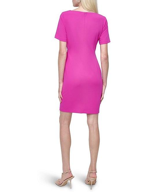 DKNY by Donna Karan Stretch Crepe Boat Neckline Short Sleeve Dress Product Image