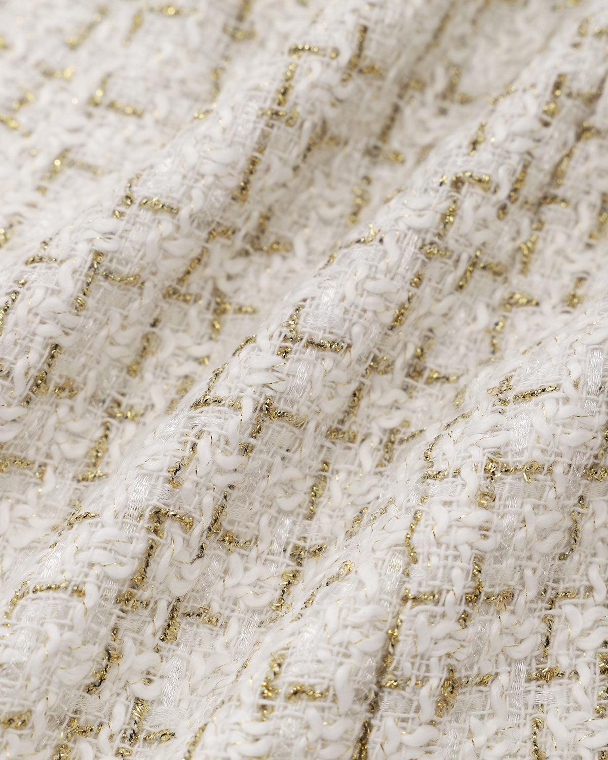 White Square Neck Tweed Mini Dress Product Image