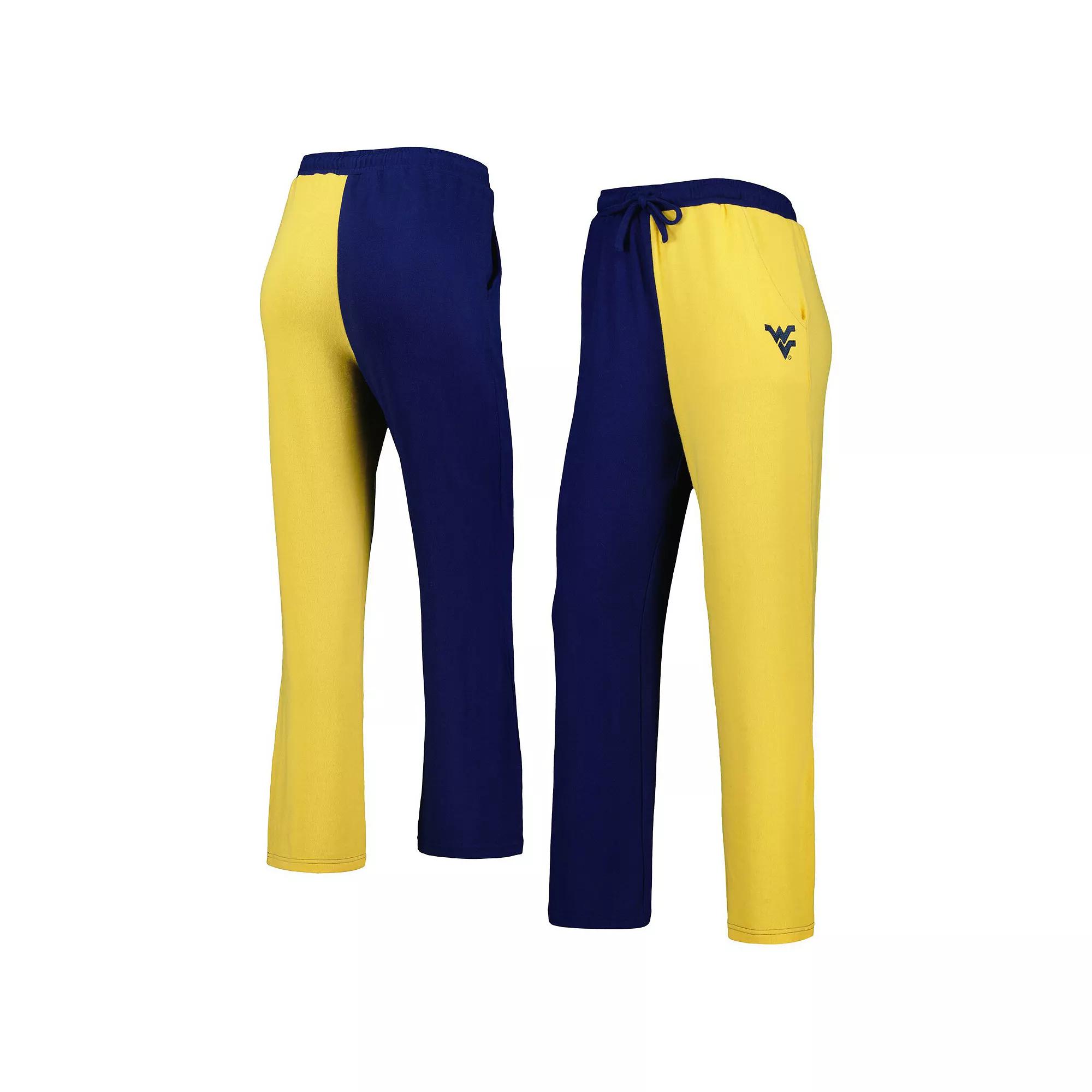 Women's ZooZatz Navy/Gold West Virginia Mountaineers Colorblock Cozy Tri-Blend Lounge Pants, Size: Small, Blue Product Image