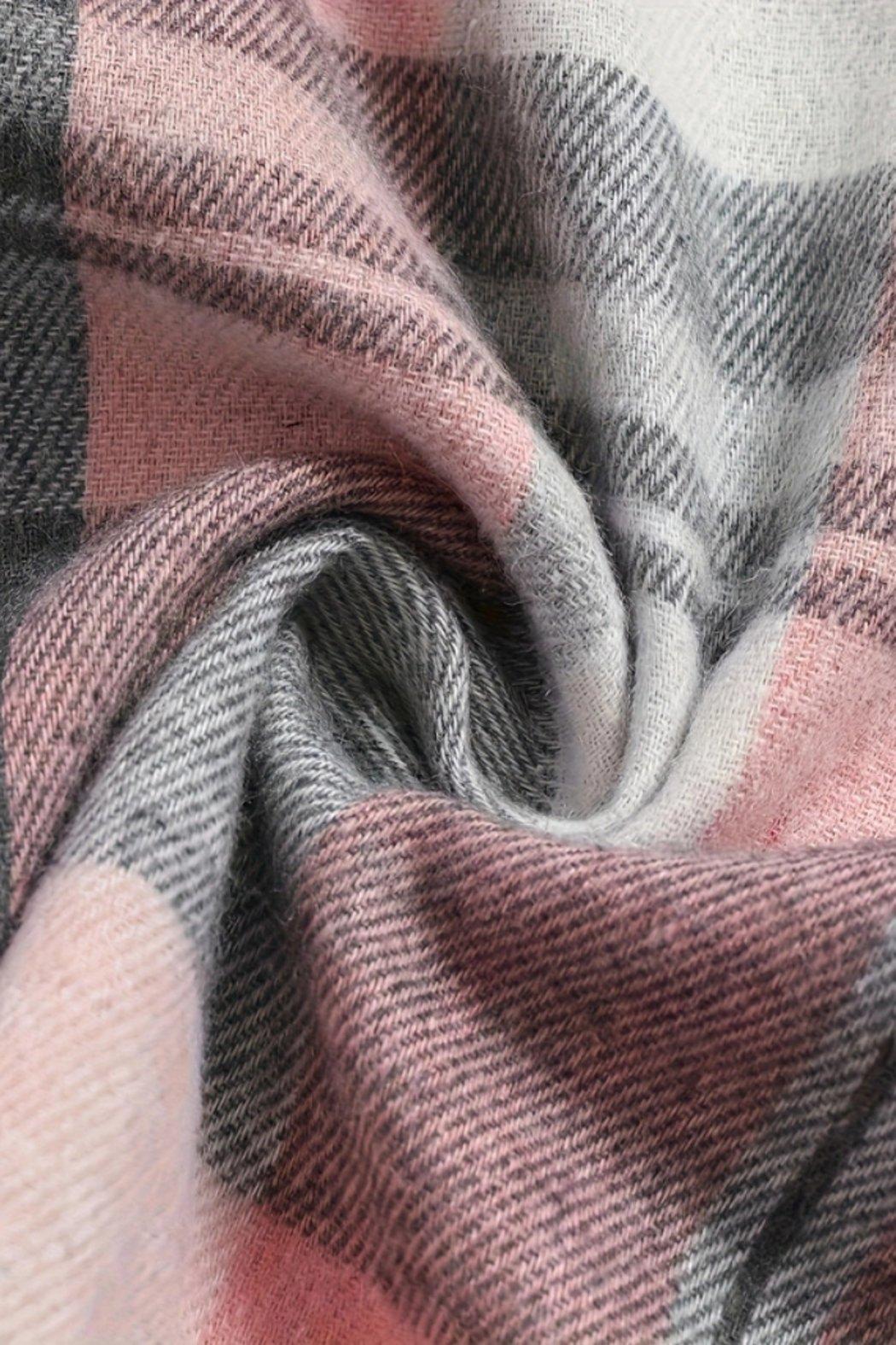 Autumn Pink Plaid Shirt Jacket Product Image