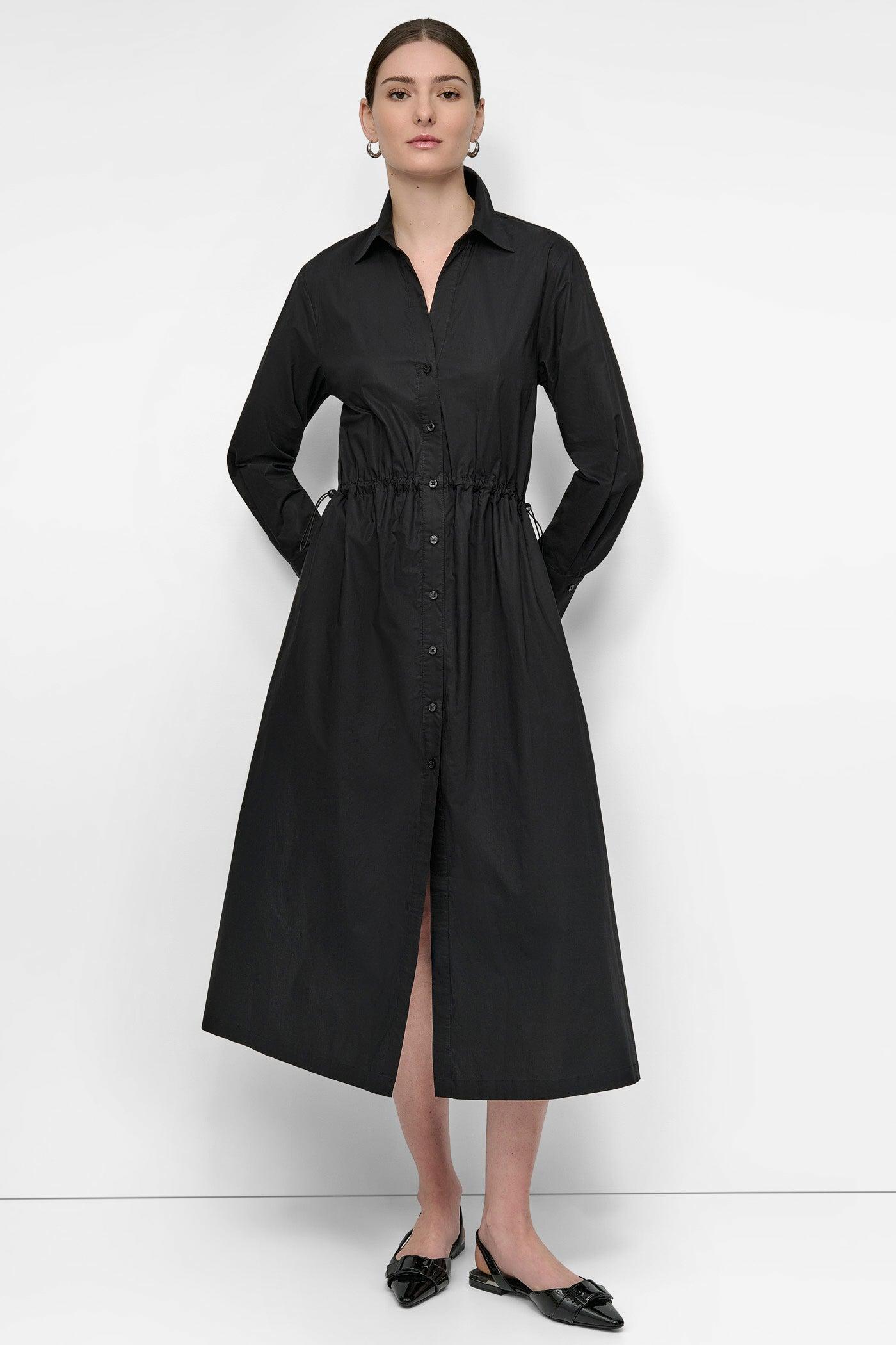 ADJUSTABLE WAIST MIDI SHIRT DRESS Product Image