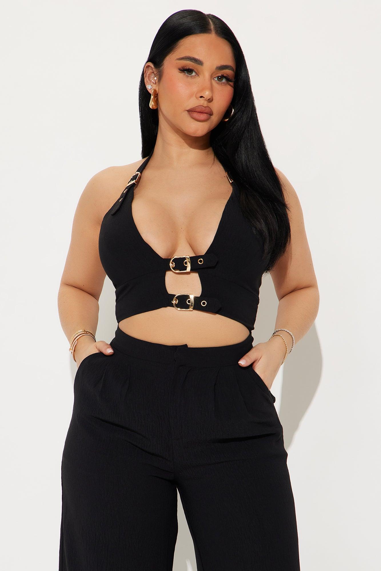 Rosaline Buckle Pant Set - Black Product Image