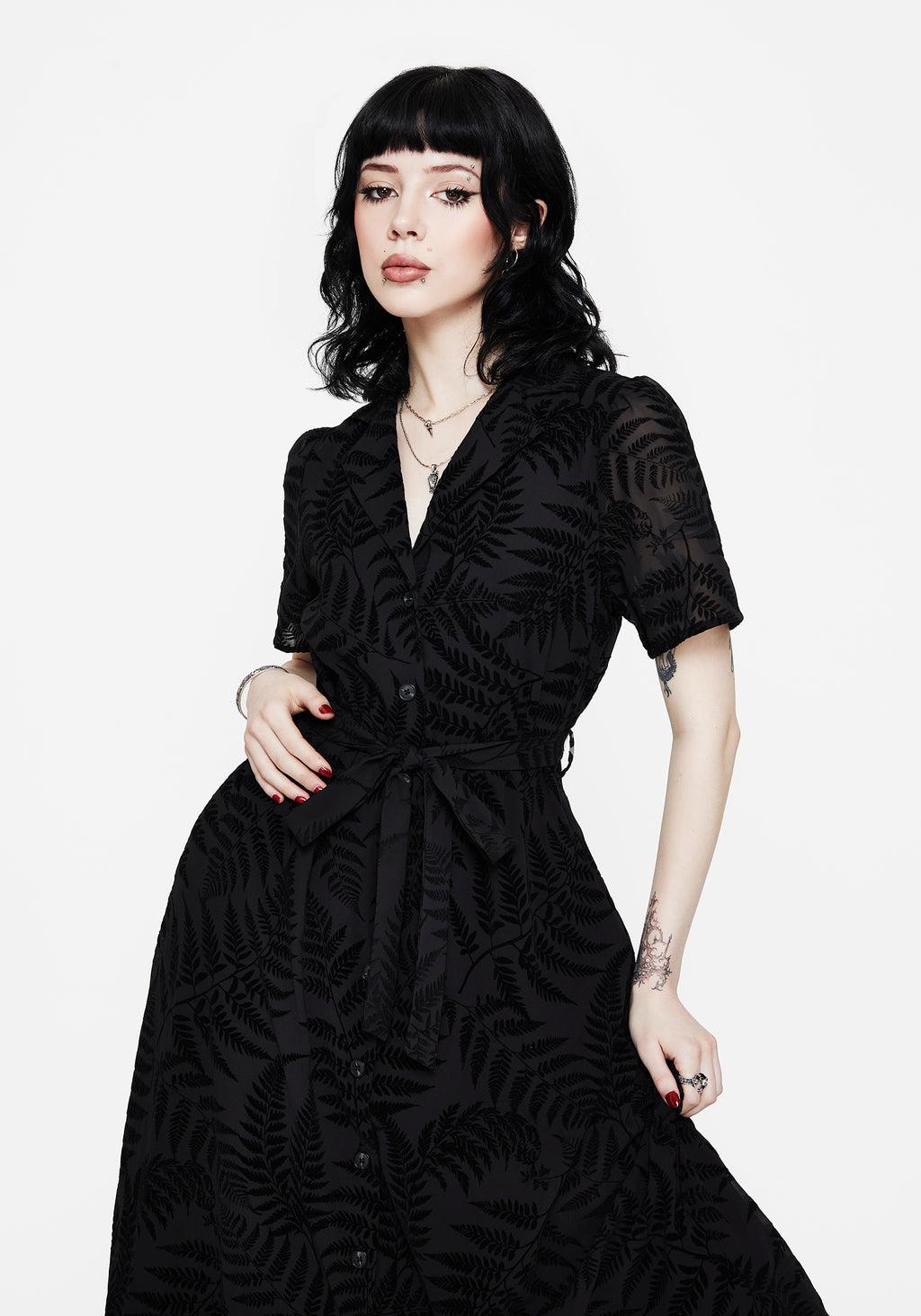 Lunafern Fern Printed Belted Midi Shirt Dress Product Image