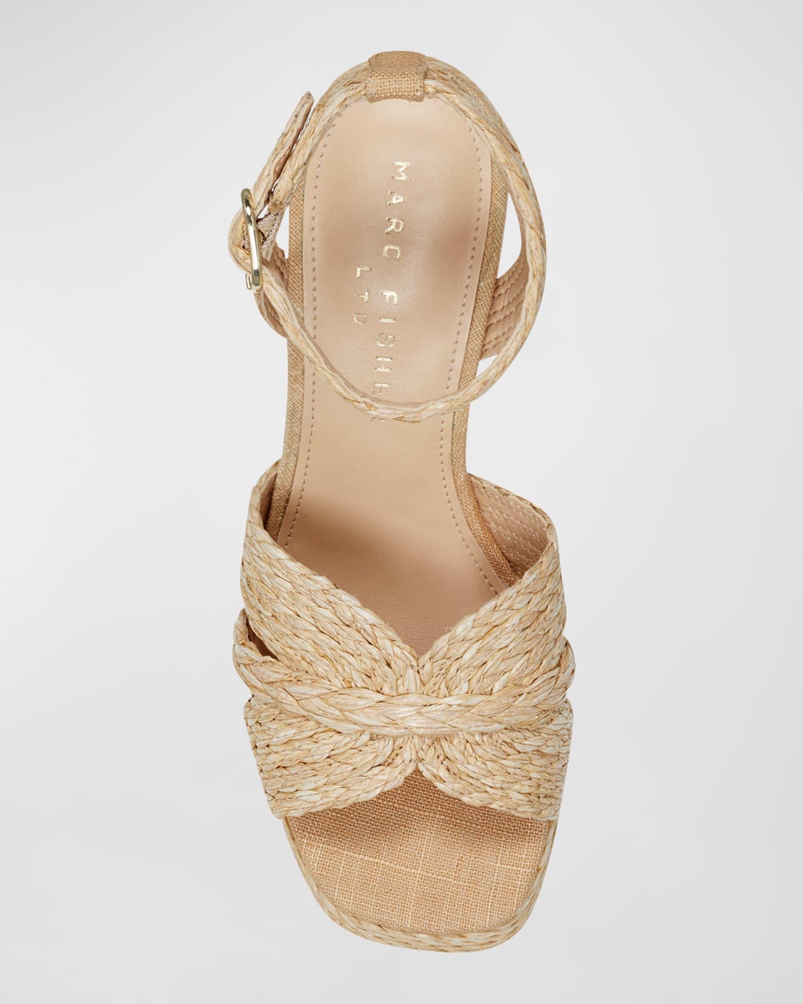 Raffia Ankle-Strap Platform Sandals Product Image