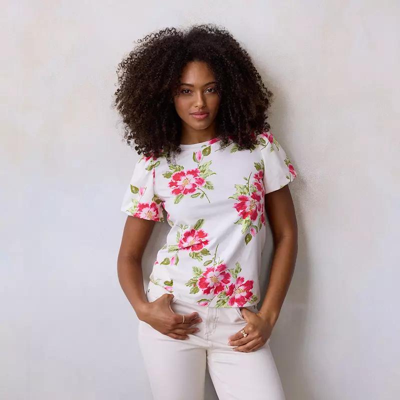 Petite LC Lauren Conrad Bubble Sleeve Tee, Women's,  Product Image