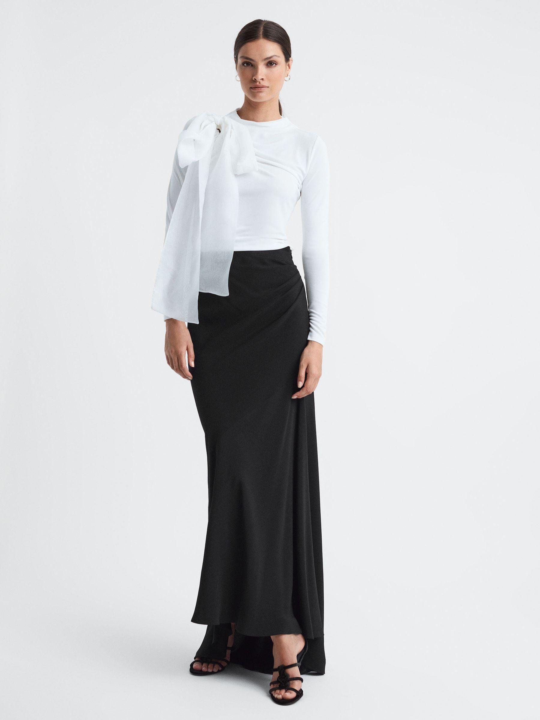 High Rise Fitted Maxi Skirt in Black Product Image