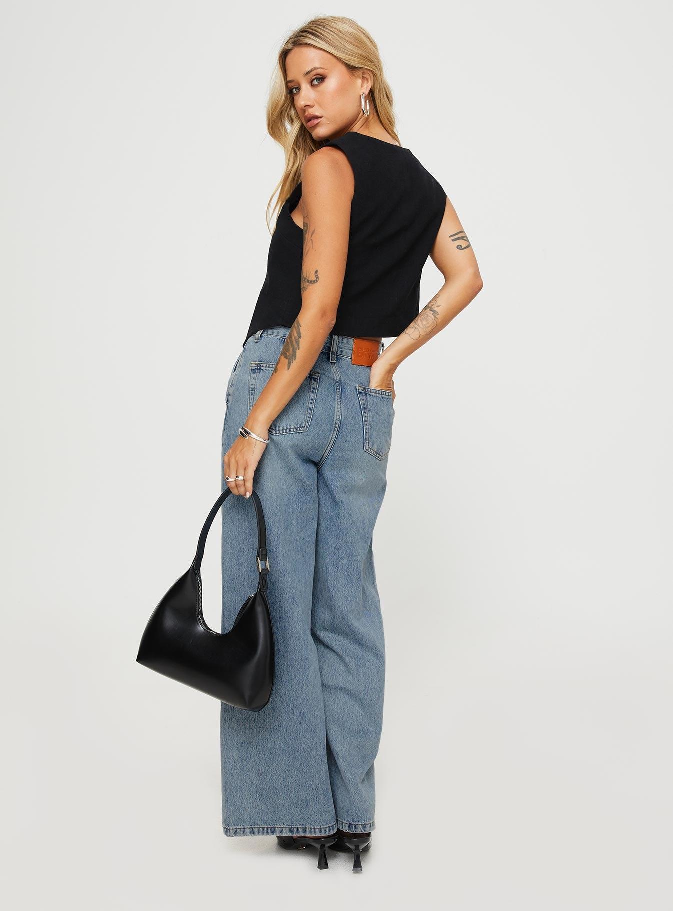 Jewelz High Rise Wide Leg Jeans Light Wash Product Image