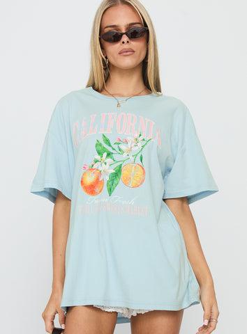 California Sugar Oversized Graphic Tee Blue Product Image