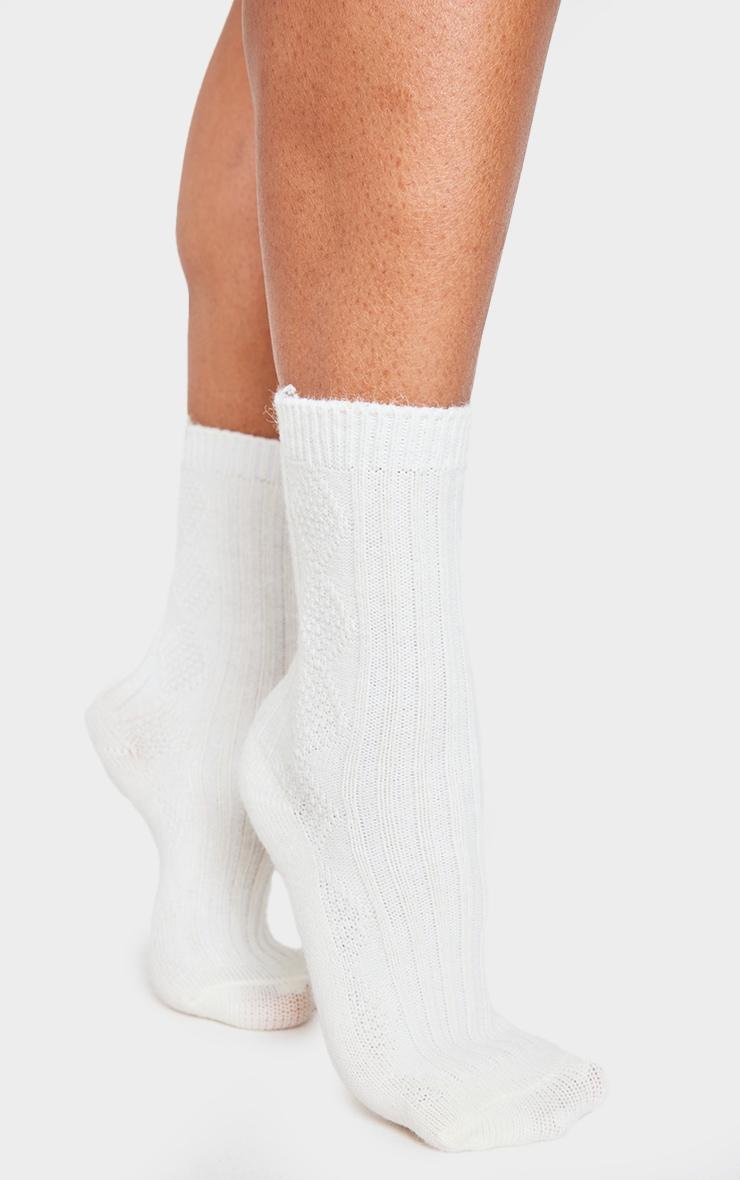 Cream Cable Knit Ankle Socks Product Image