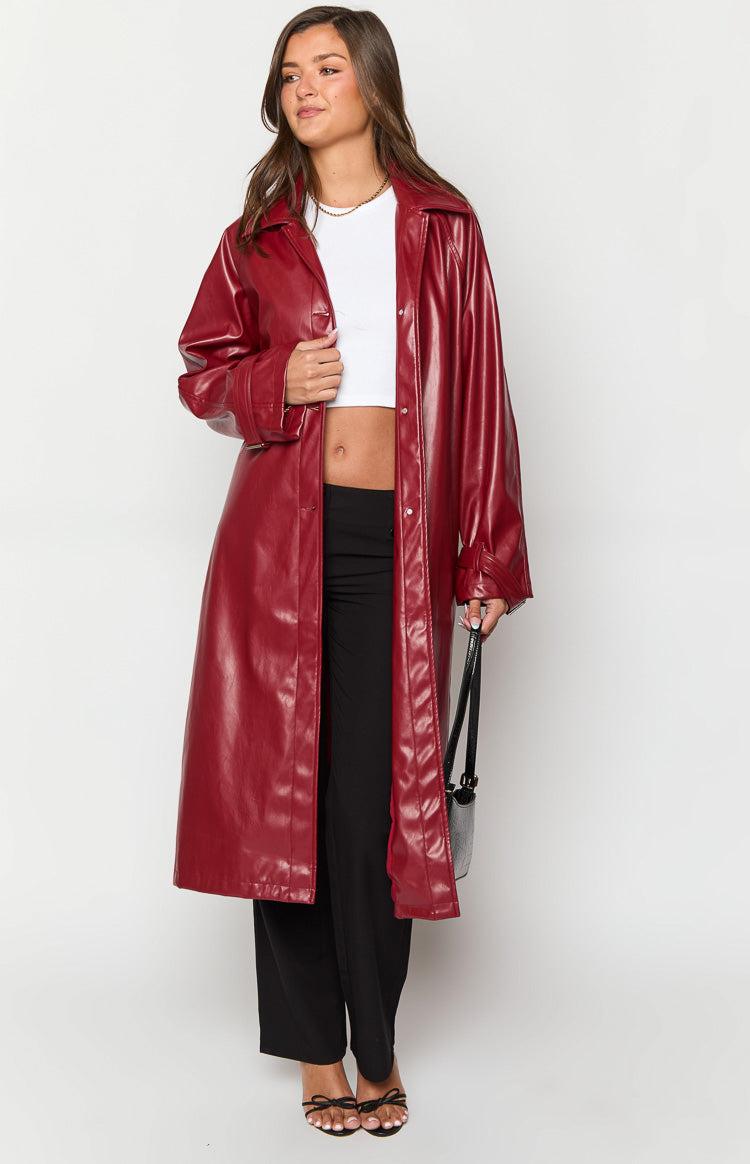 Finn Red PU Trench Coat Girls Product Image