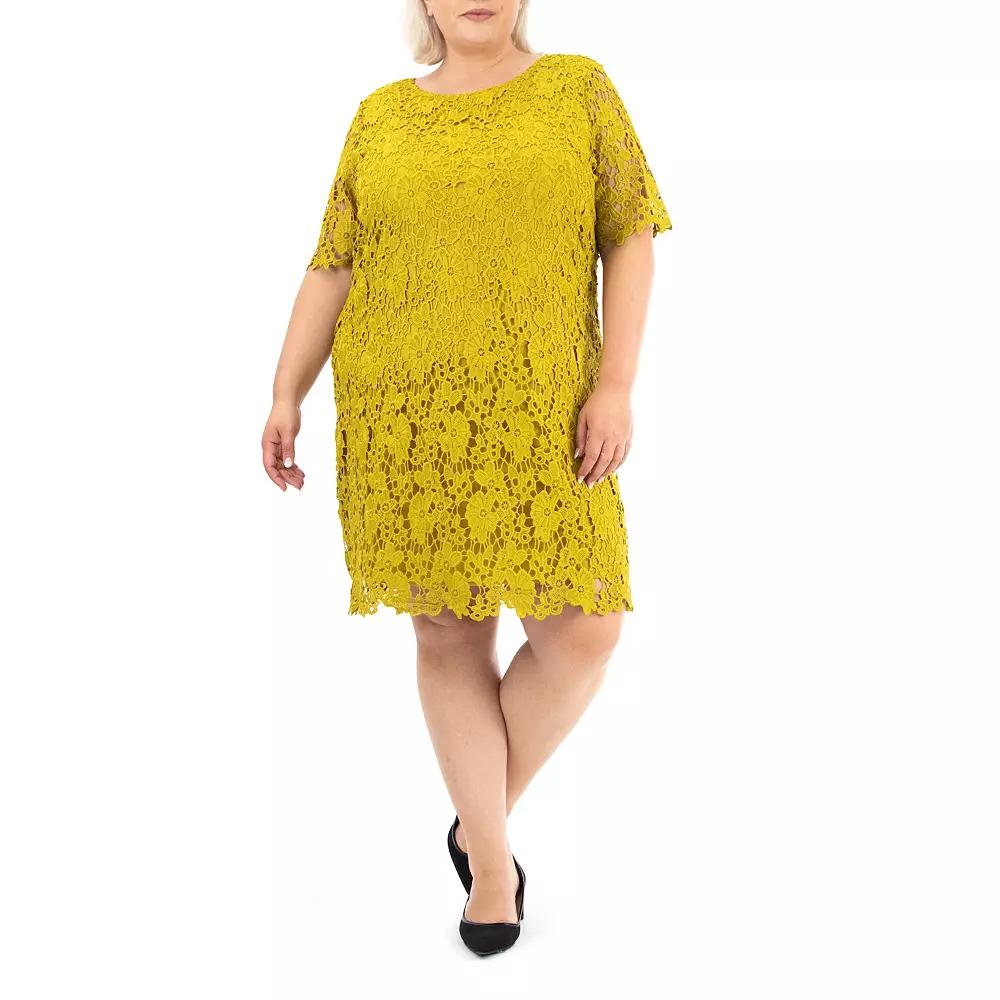 Plus Size Nina Leonard Lace Sheath Dress, Women's, Size: 3XL, Green Product Image