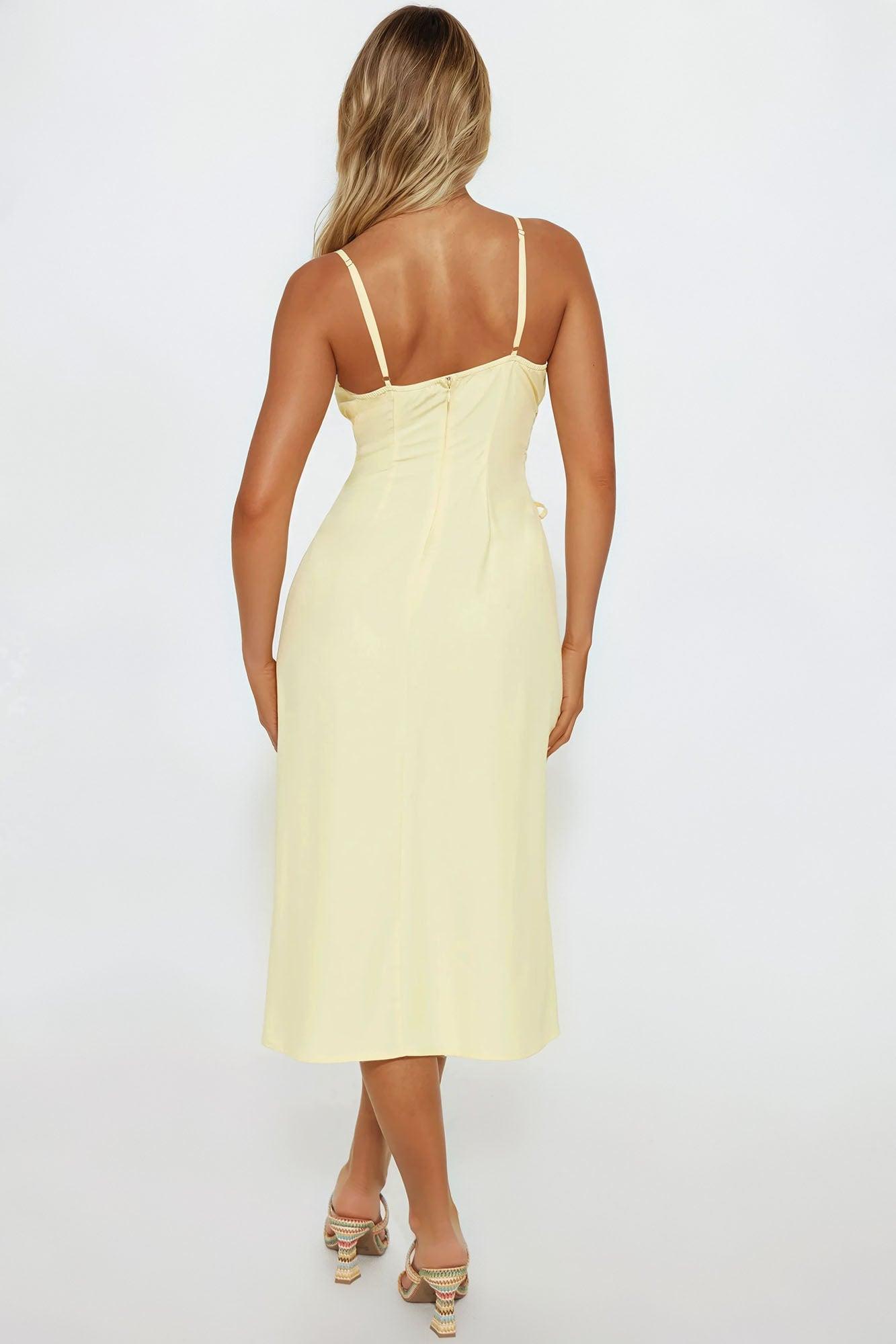 Kaliah Lace Up Midi Dress - Yellow Female Product Image