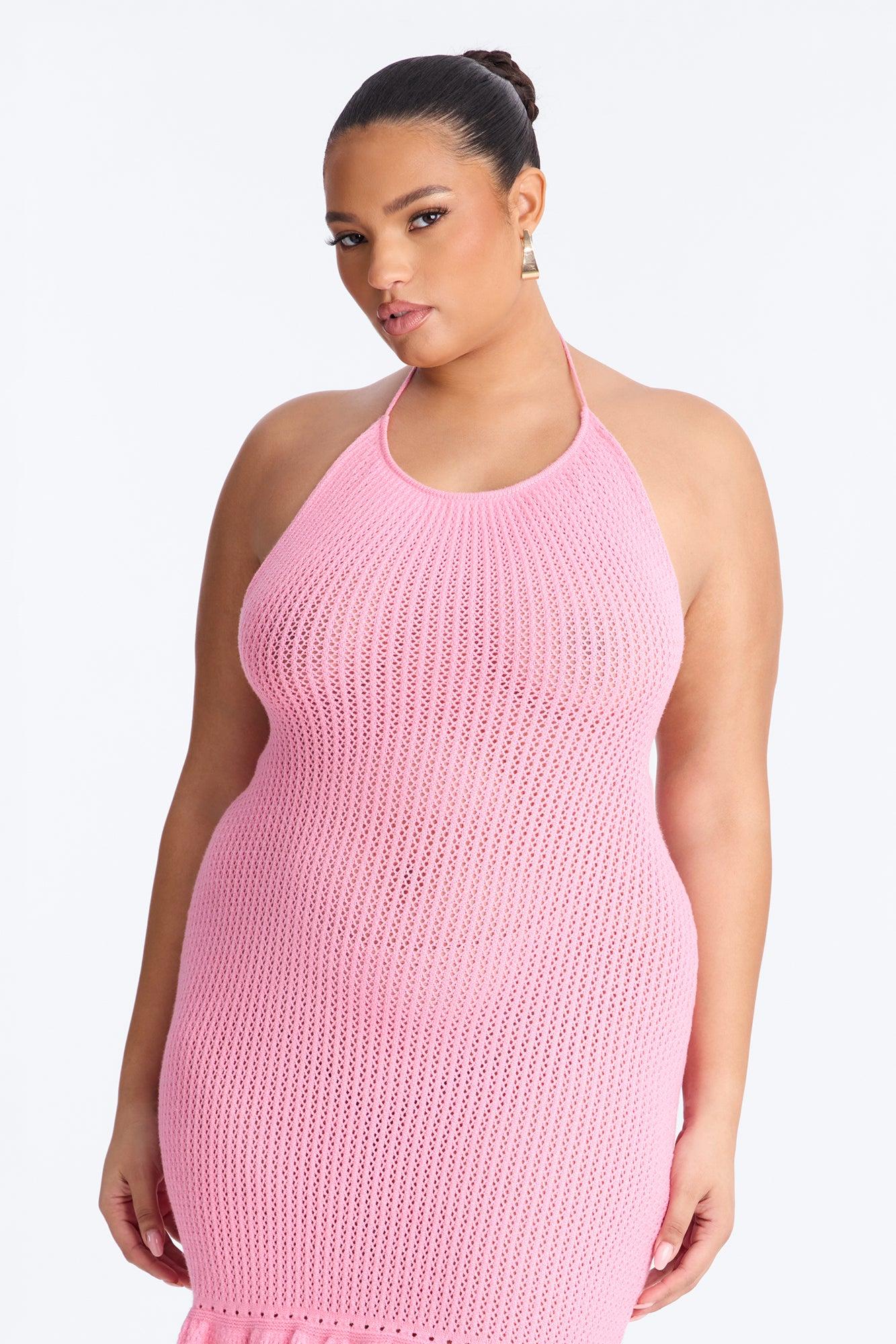 Avianna Halter Sweater Mini Dress Set - Pink Female Product Image
