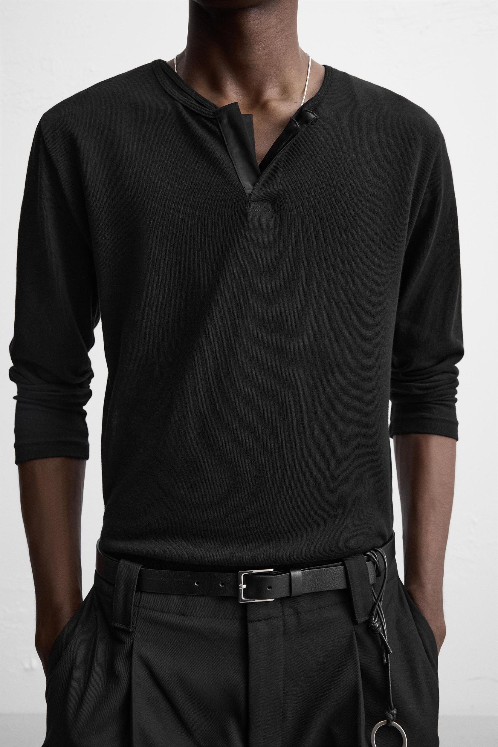 SEMI-SHEER T-SHIRT WITH FRONT OPENING Product Image