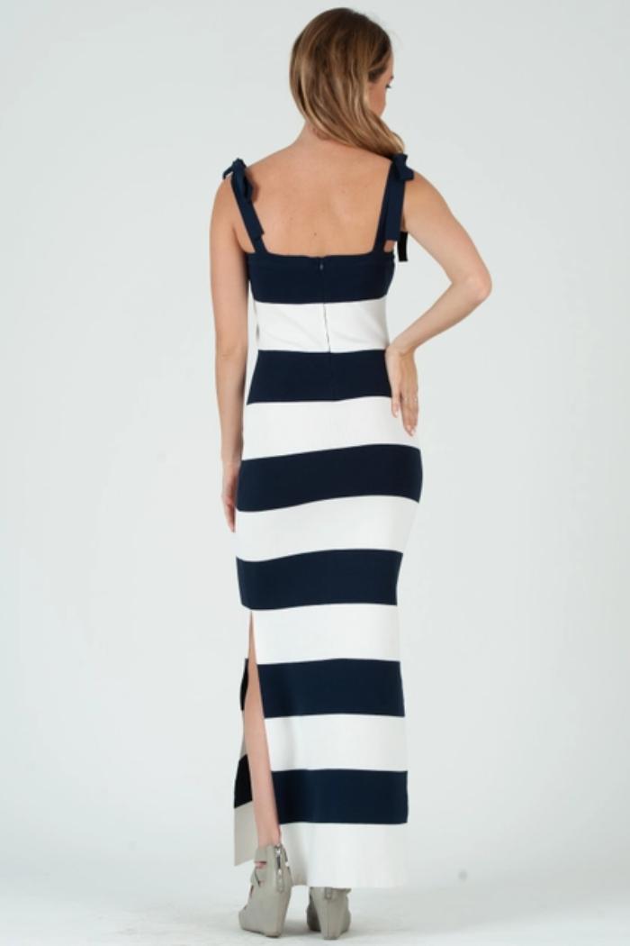 Horizontal Navy & White Striped Dress Product Image