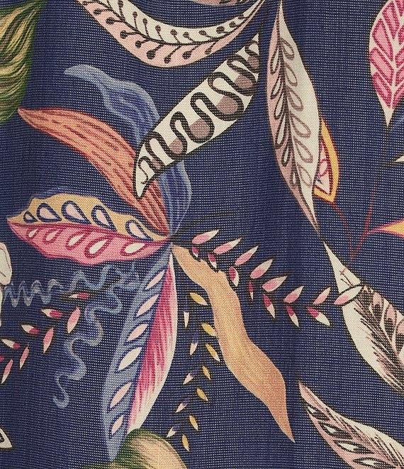 Caribbean Tropical Floral Print Short Sleeve Woven Shirt Product Image