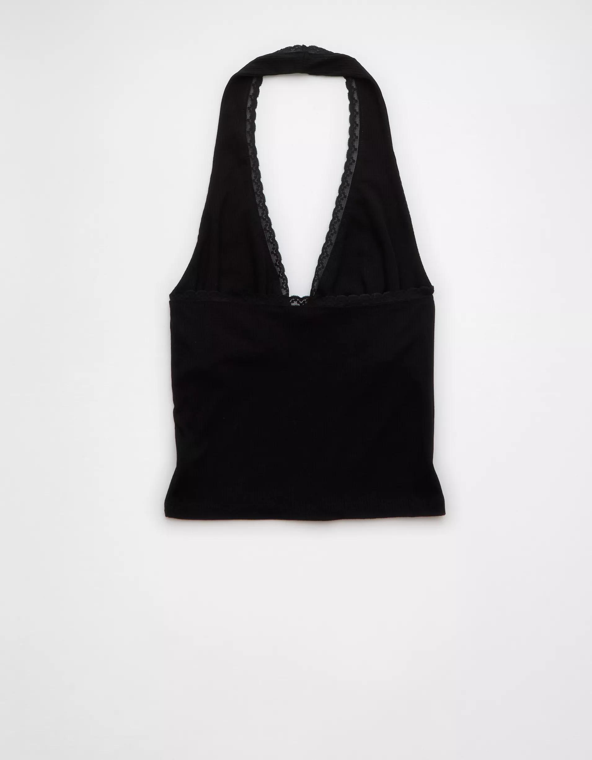 AE Tie Front Halter Crop Top Product Image
