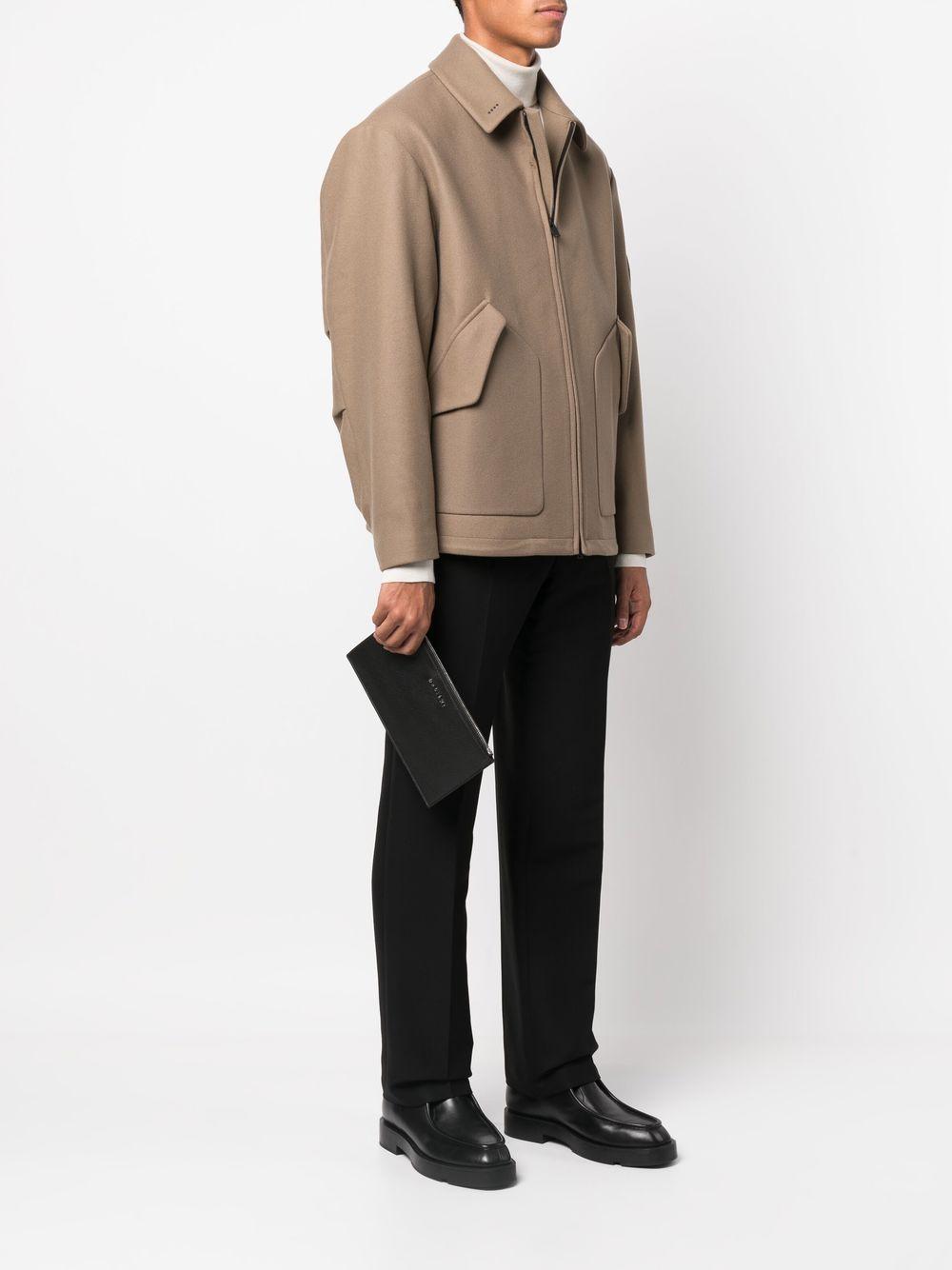 logo-lettering leather clutch bag Product Image